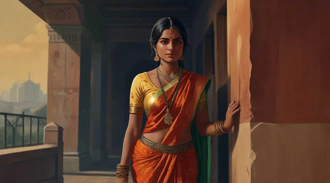 a painting of a woman in a sari