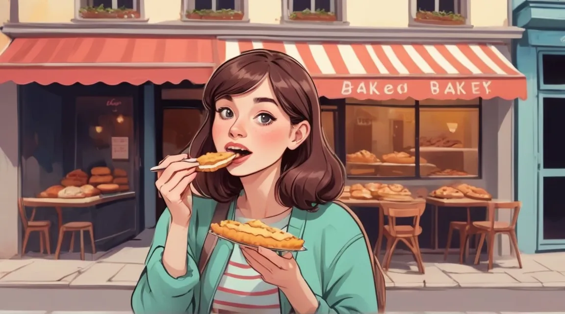 a girl eating tarts