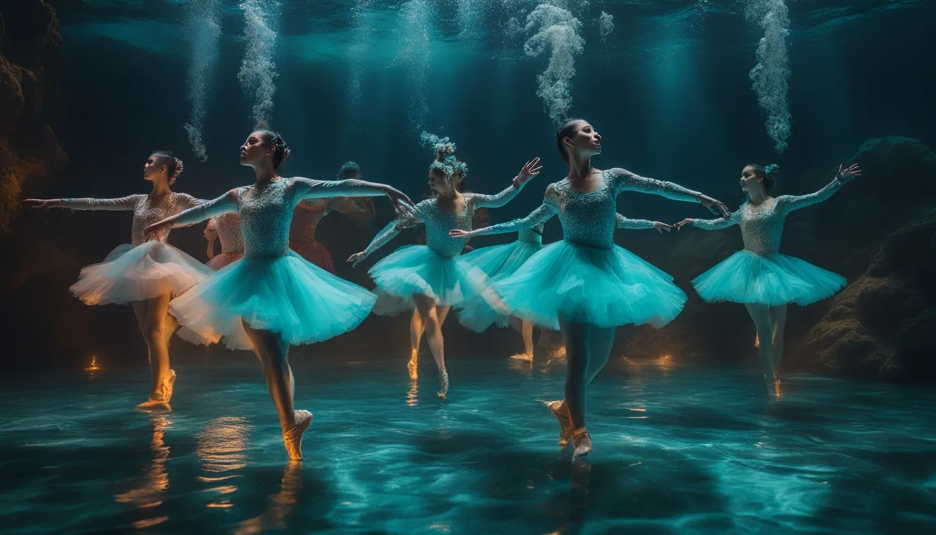 water ballet dance permance, advertising style