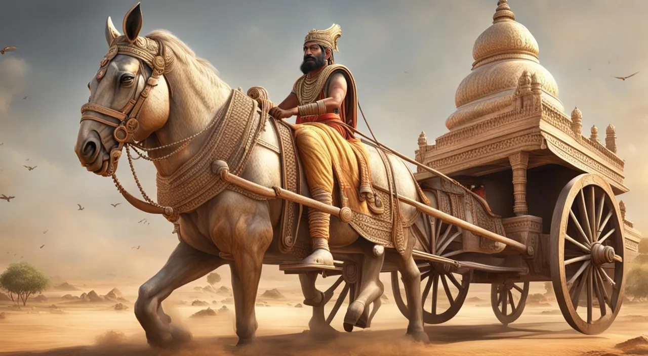 Adhiratha, Indian a charioteer, make it real shot,, Photorealistic, Hyper detailed, cinematic,16:9,Ultra 8K,Hyper detailed, Hyper depth field, 