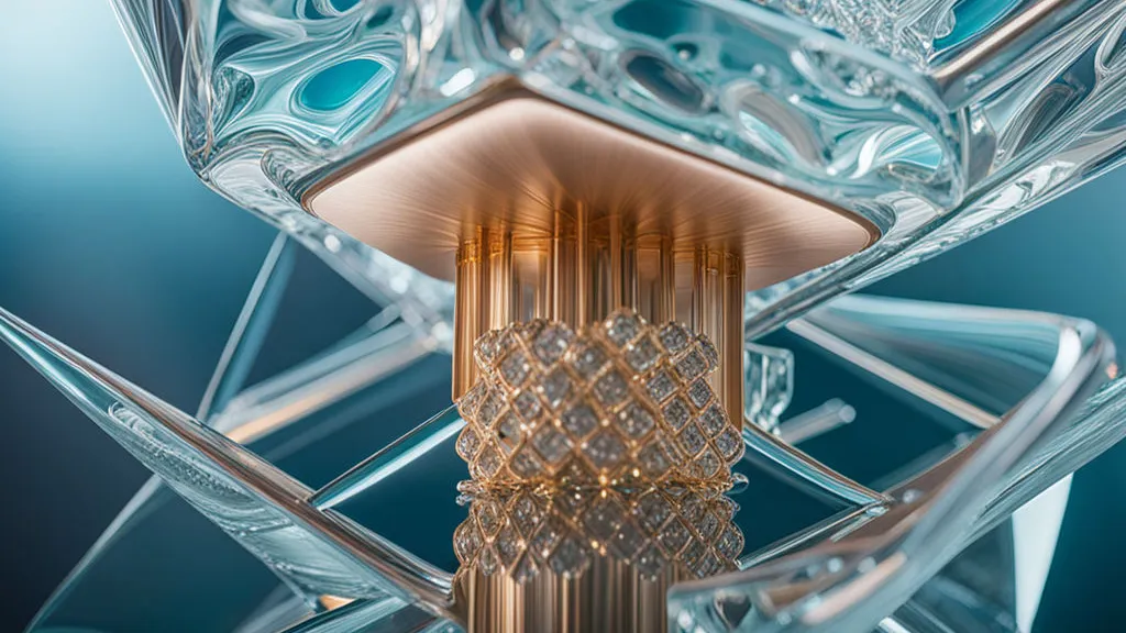 a close up of a glass object with lights on it