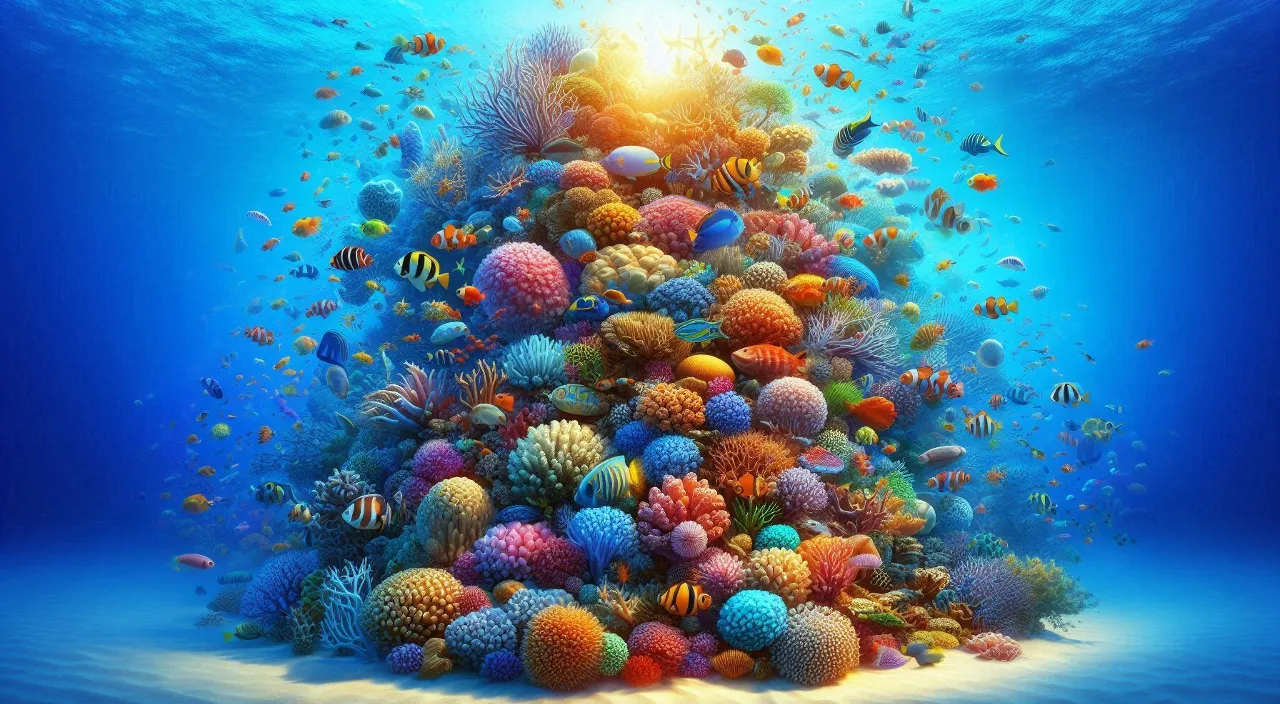 a very colorful and colorful coral reef under water