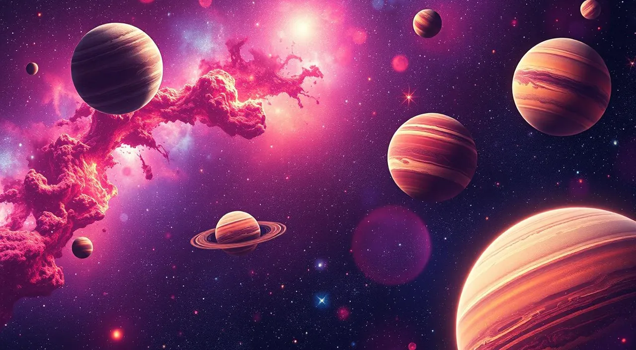 a space scene with planets and stars