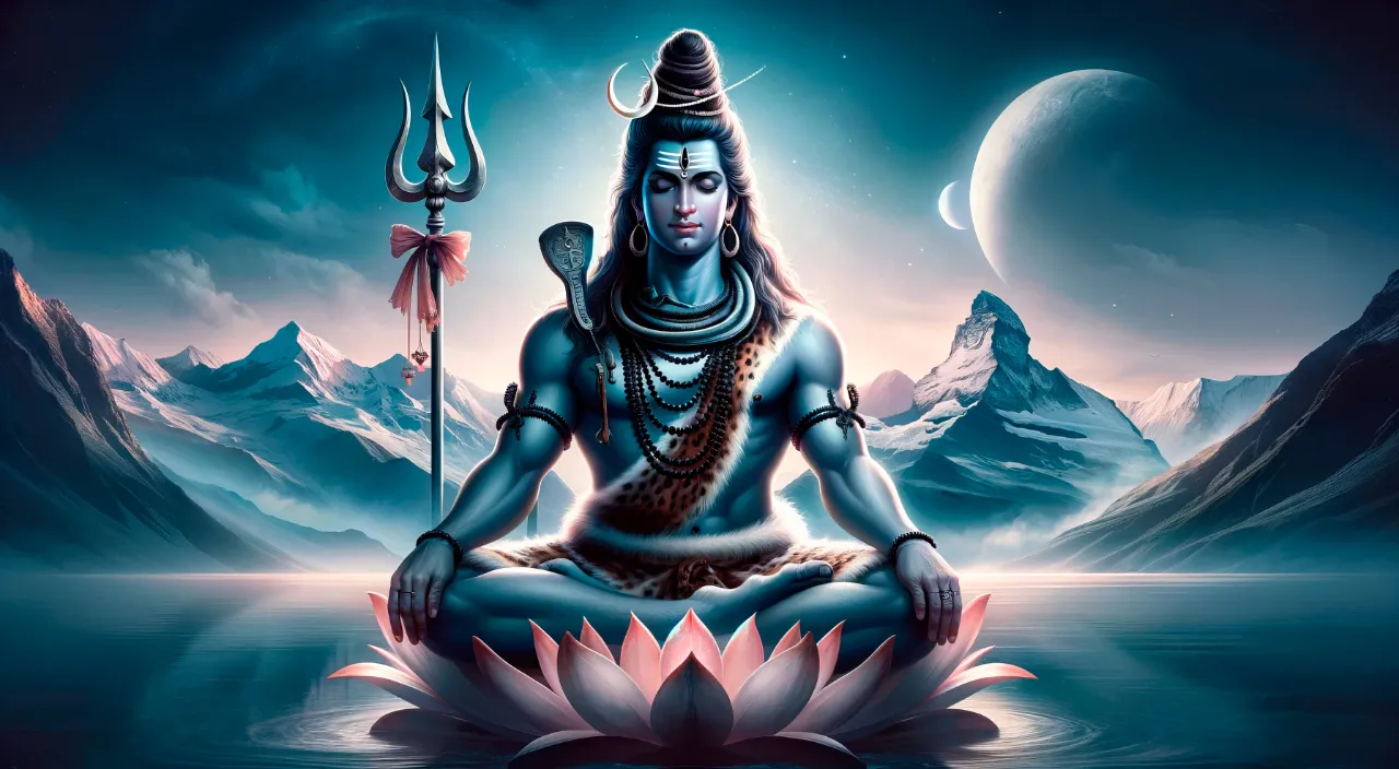 create a God Shiva with a golden background, 8k , size of 1920x1080, colorful