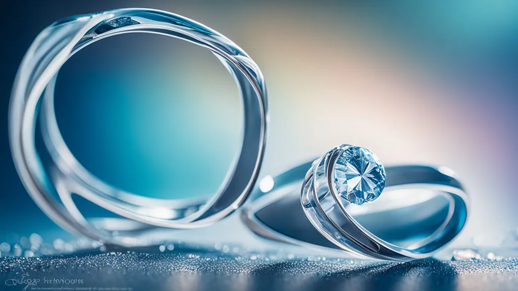 two wedding rings with a diamond in the middle