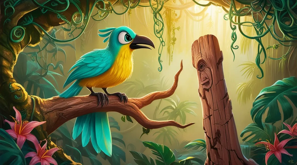 a blue and yellow bird sitting on a tree branch