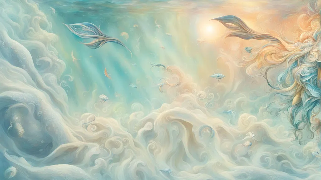 a painting of a mermaid swimming in the ocean