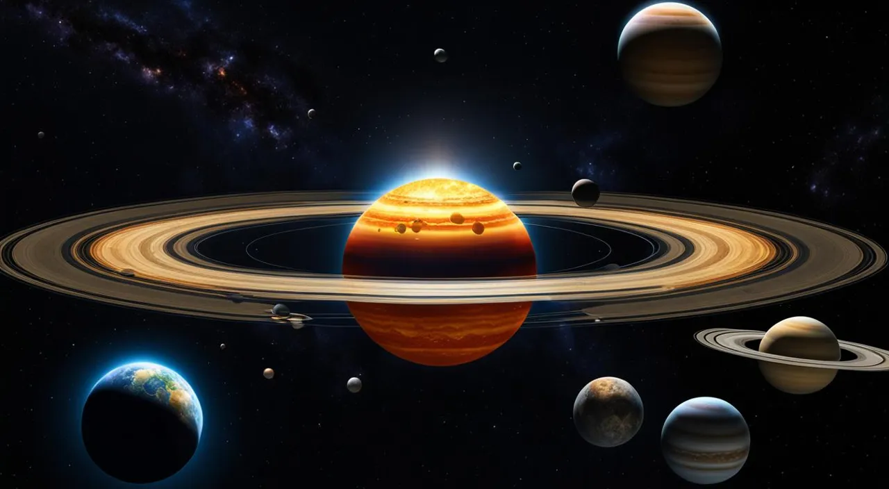 an artist's rendering of a solar system with eight planets