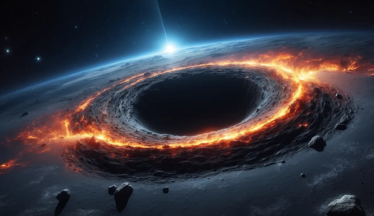 an artist's rendering of a black hole in space