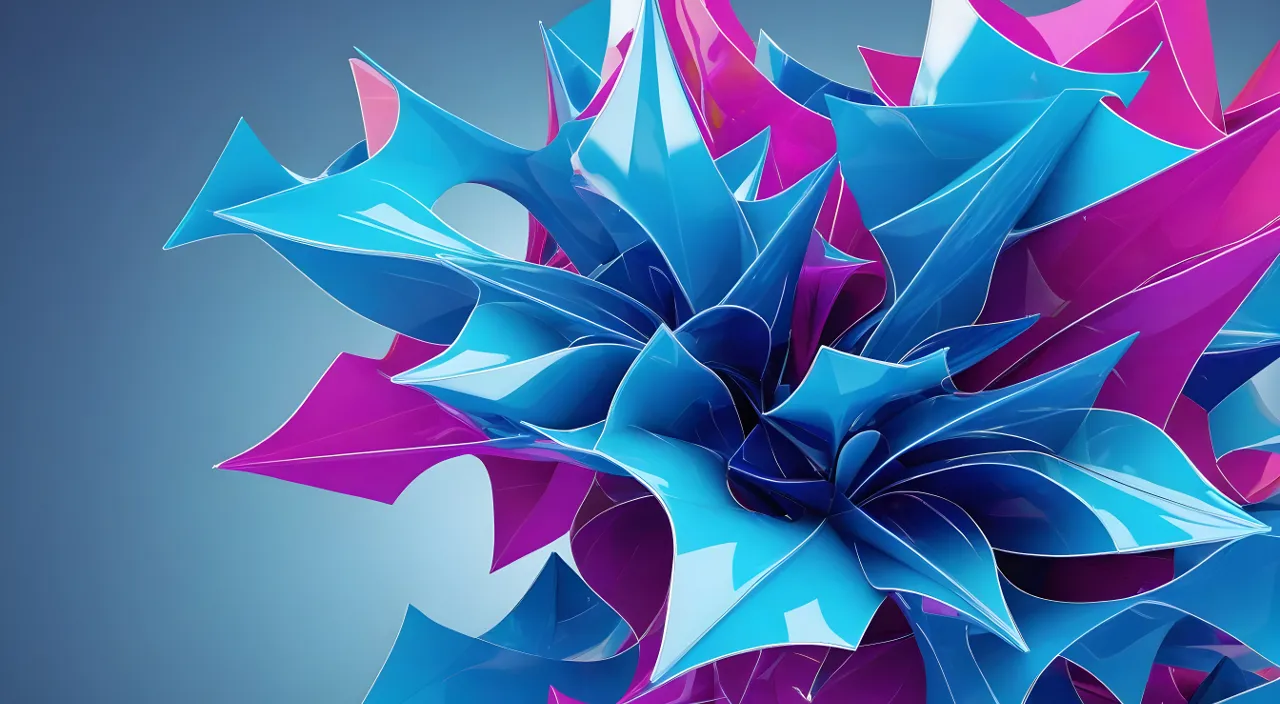 a blue, purple and pink flower on a blue background