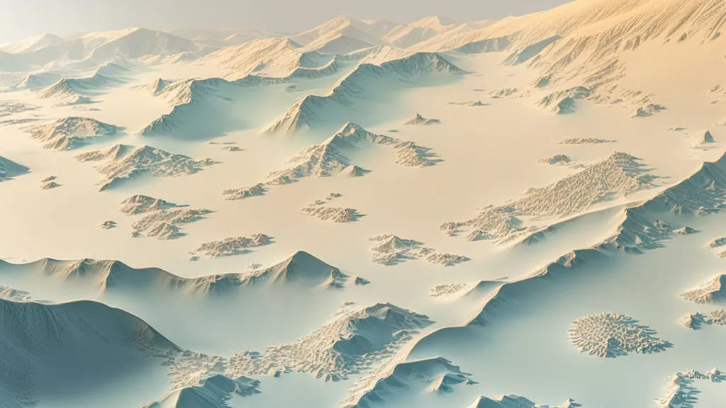 an aerial view of a snowy mountain range