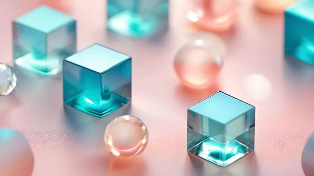 cube move. Abstract various and diverse, ice stollogmites illusions with soft colors 