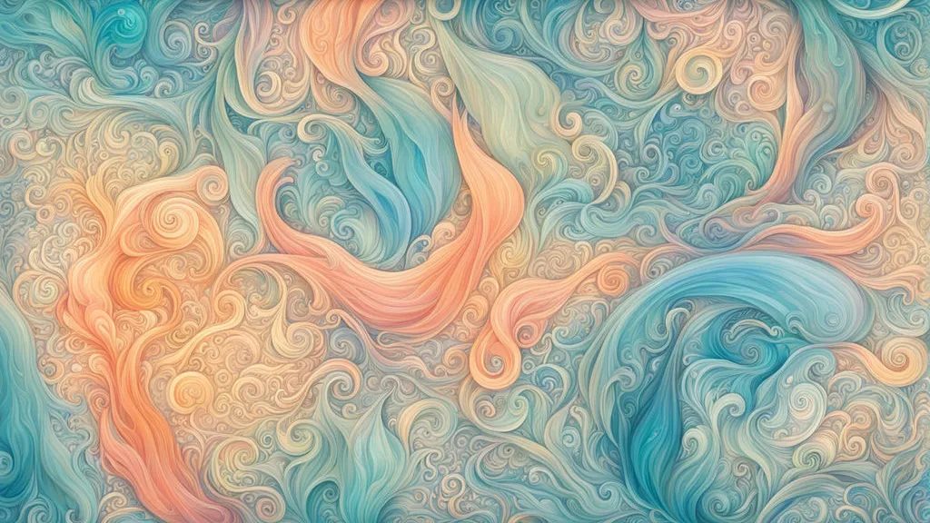 an abstract painting with swirls and waves