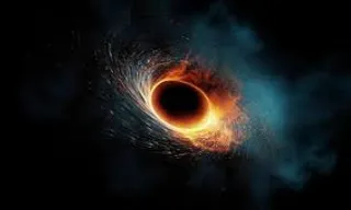 a black hole in the sky with a black background