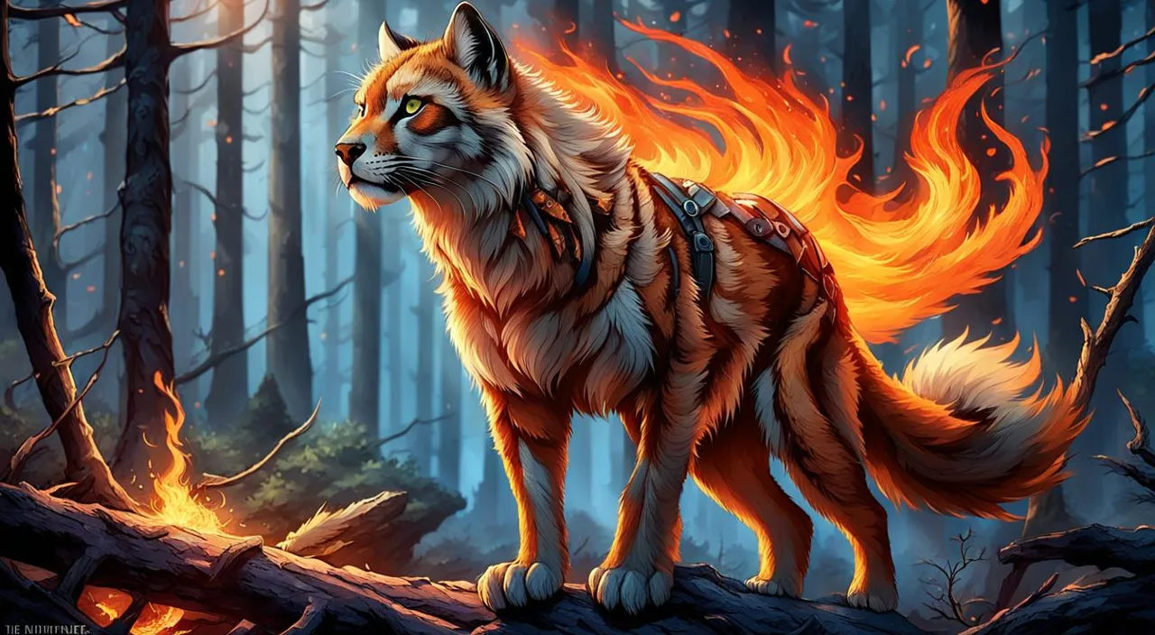 a painting of a wolf in the woods