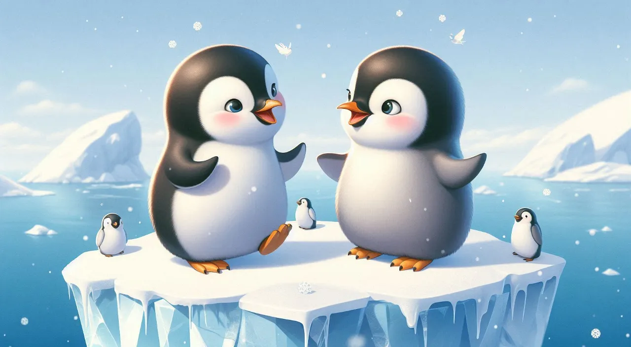 two penguins are talking intensively