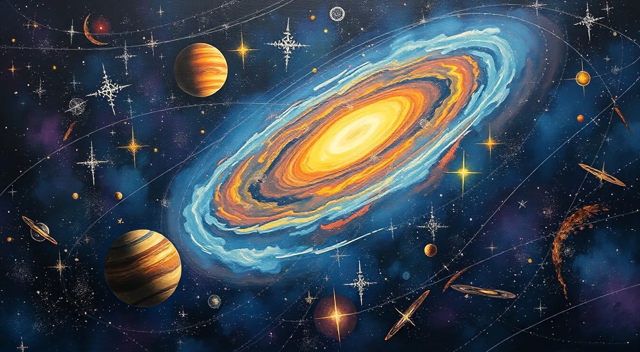 a painting of the solar system and its planets