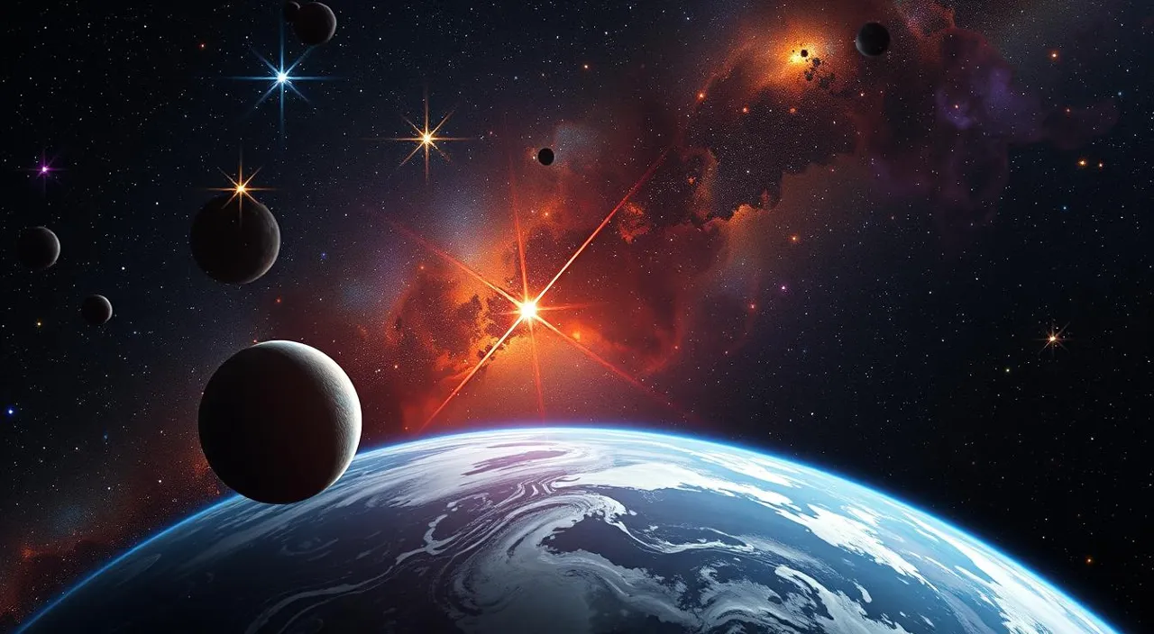 an artist's rendering of a solar system in space