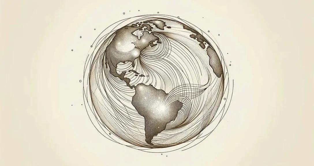 a drawing of the earth in a circle