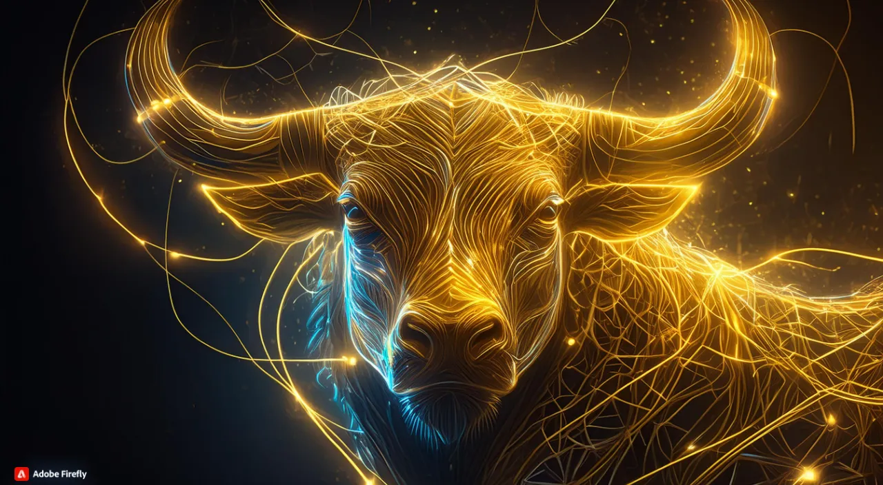 a digital painting of a bull's head