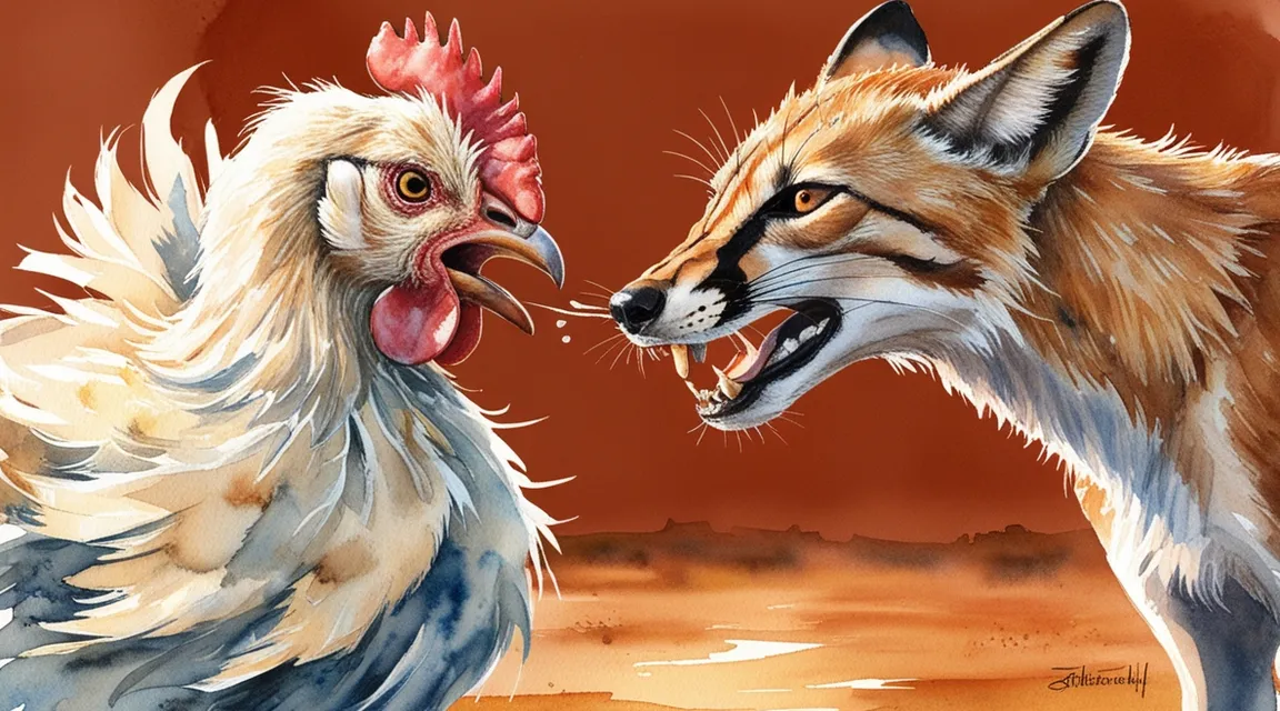 a painting of one chickens and a jackal 3d animation videos