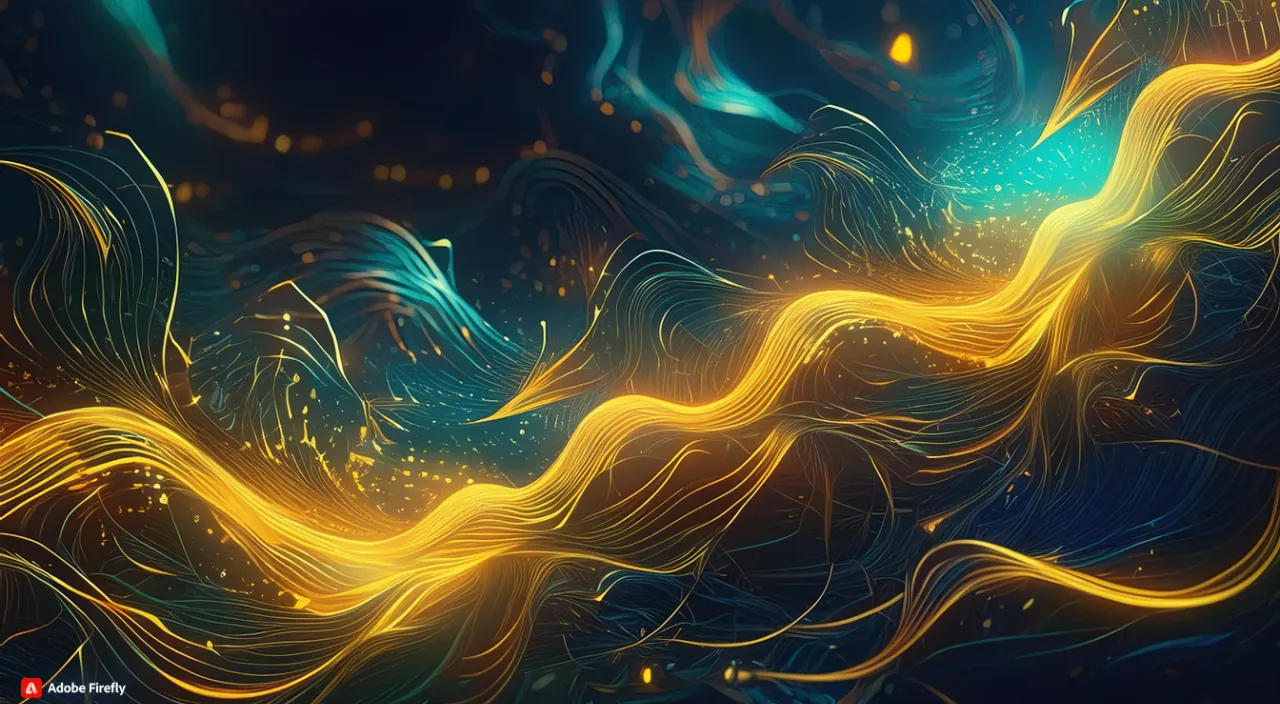 a digital painting of a wave of yellow and blue