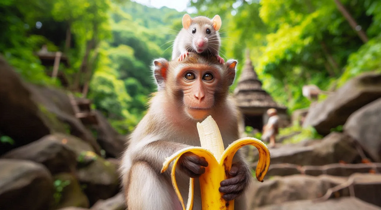 a monkey and a mouse 