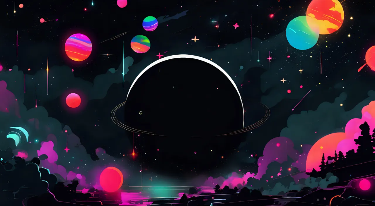 a space scene with planets and stars