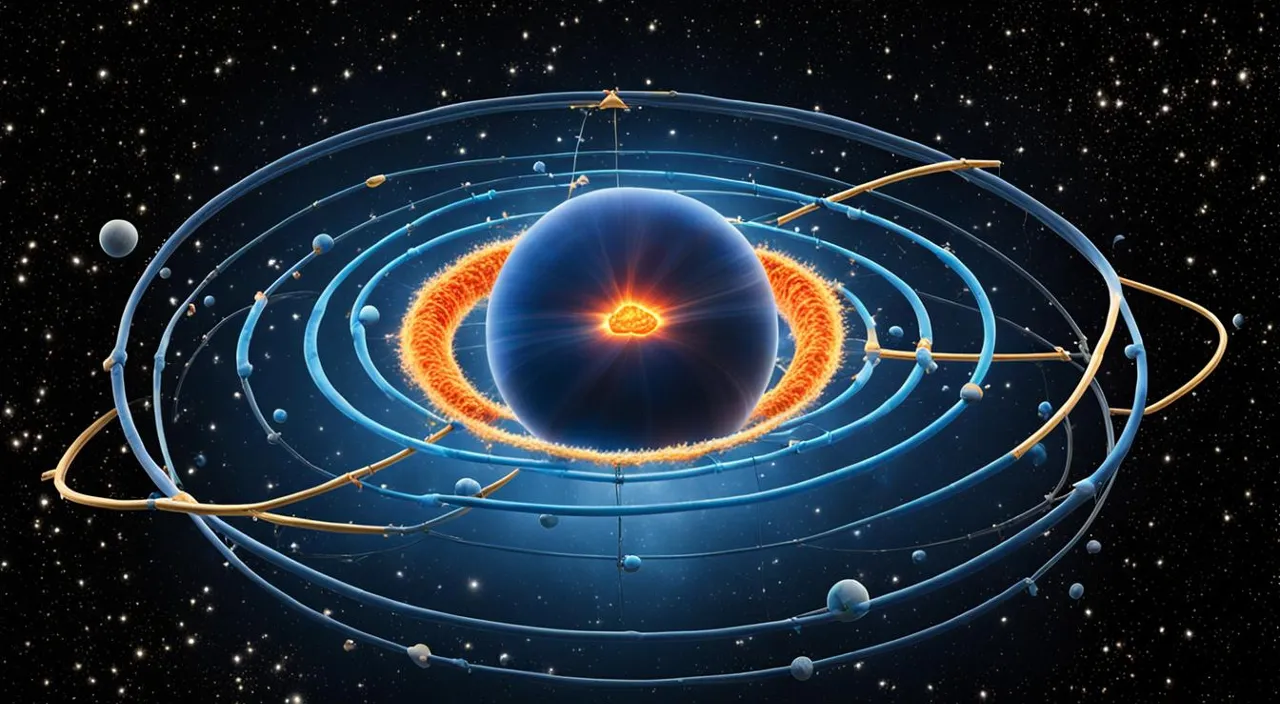 an artist's rendering of a solar system with a star in the center