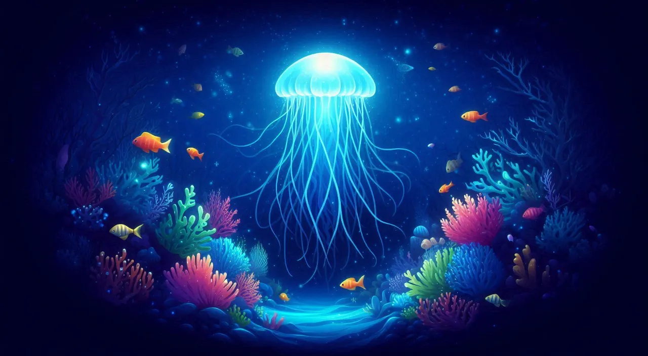 deep sea and jellyfish in the ocean