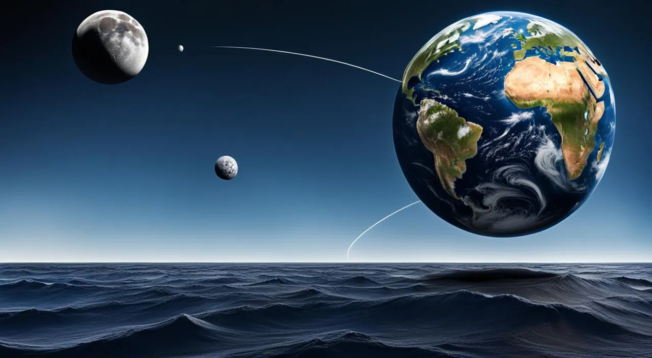 an artist's rendering of the earth and moon