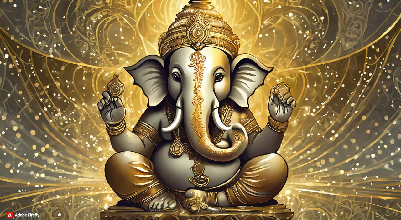 a golden  of an elephant sitting on golden background