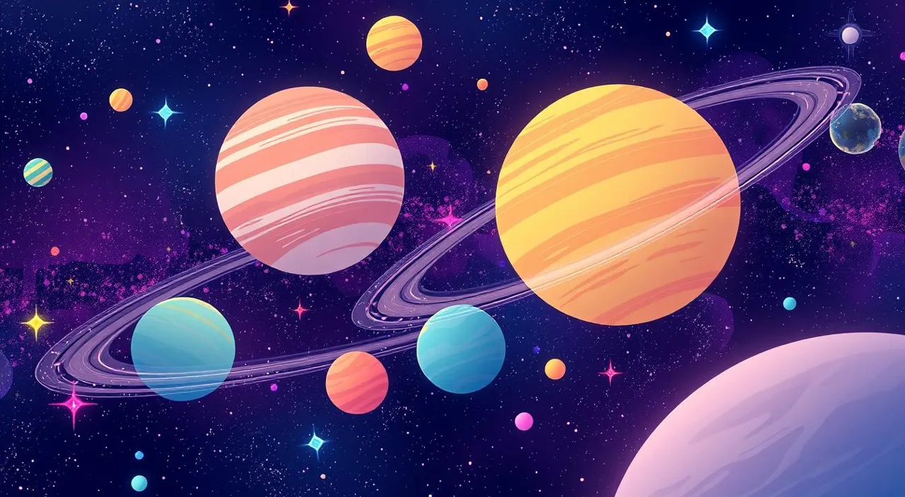 a space scene with planets and stars