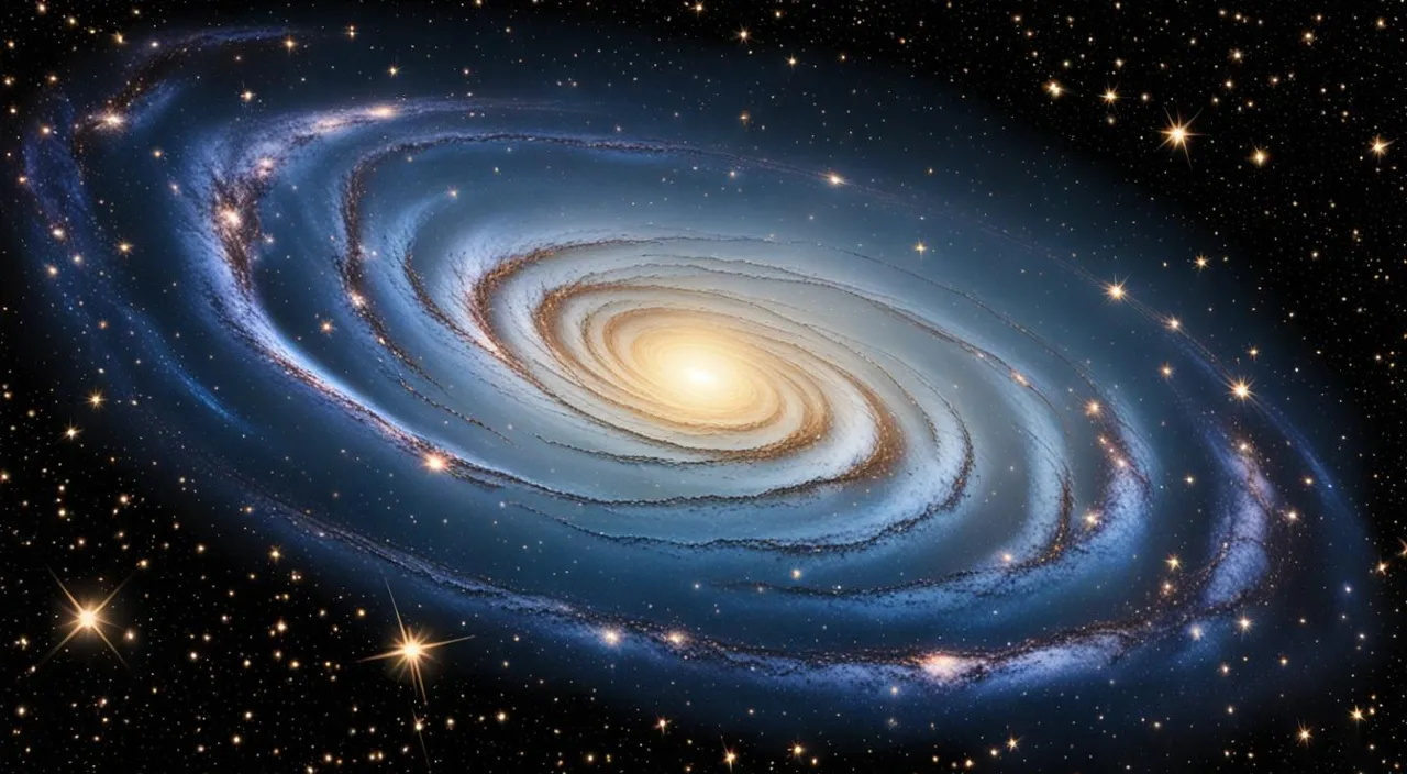 a spiral galaxy with stars in the background