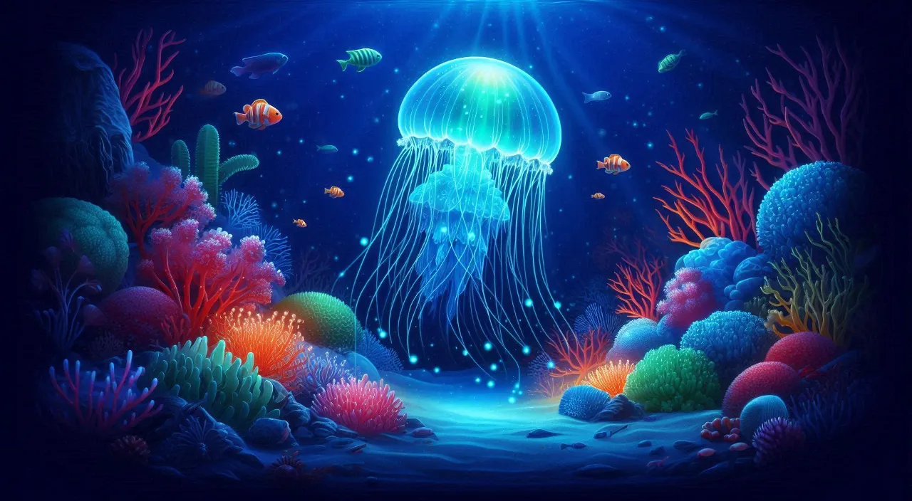 a painting of a jellyfish in the ocean