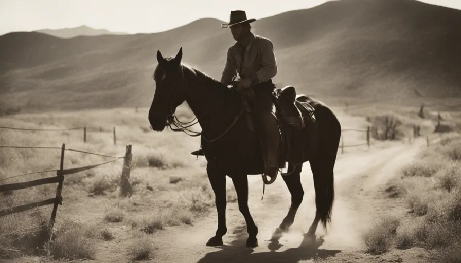 a man riding on the back of a brown horse