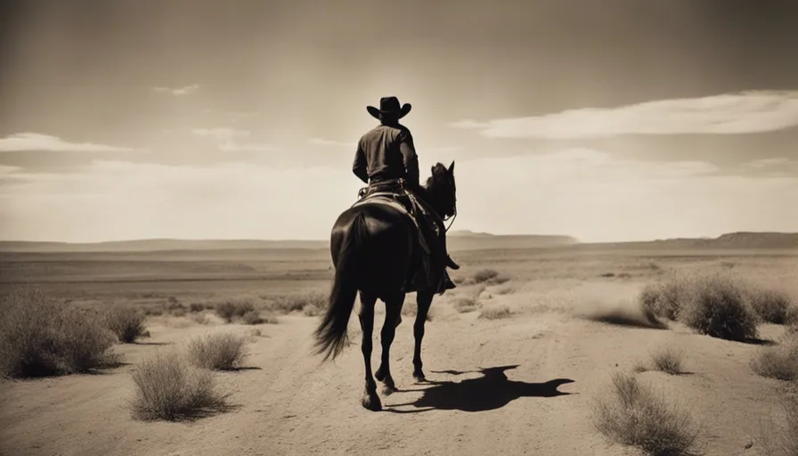 a man riding a horse in the middle of the desert