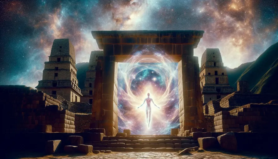 a man standing in front of a doorway in the sky