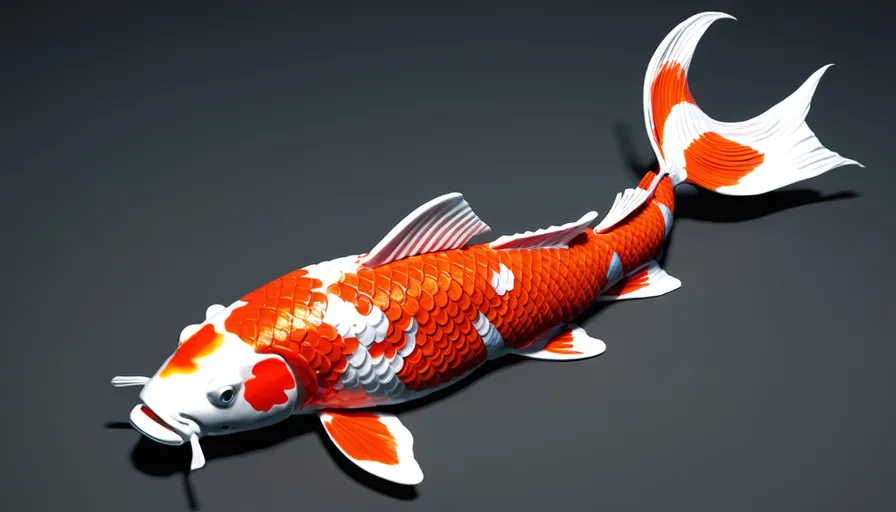 a large orange and white fish floating on top of a body of water