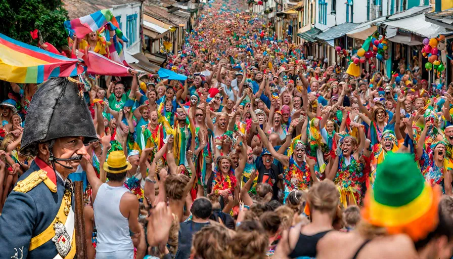a large group of people walking down a street
