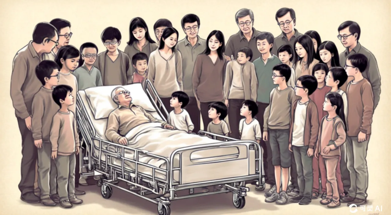 a group of people standing around a hospital bed