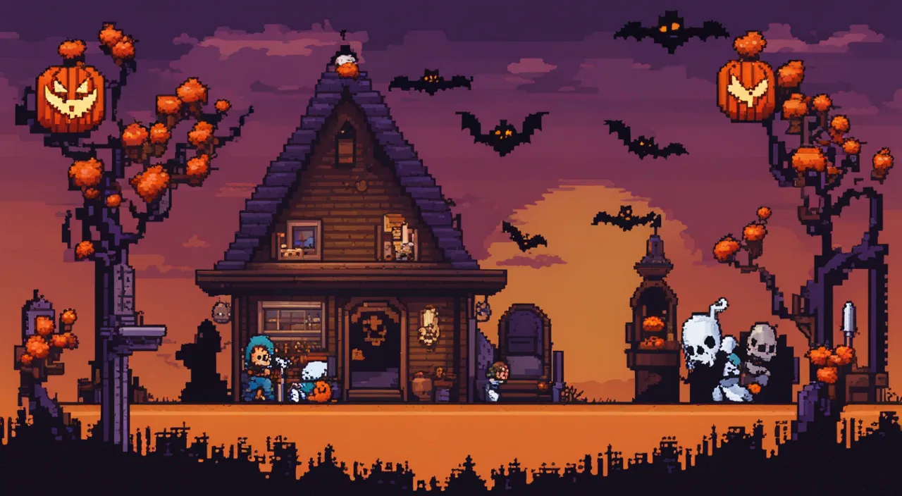 a halloween black cat 16-bit video game