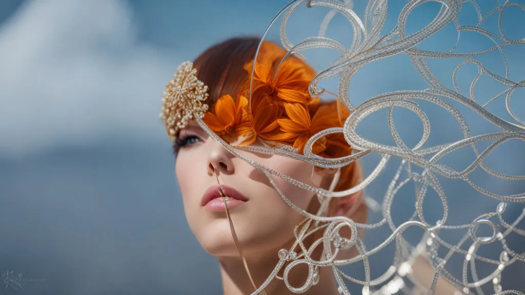 a woman with a flower in her hair