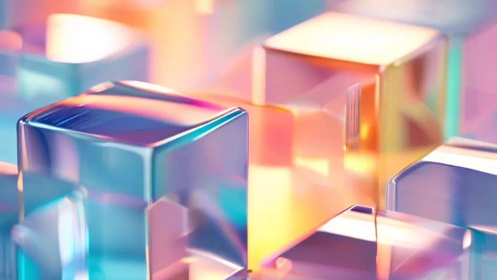 the cube is moving .Abstract various and diverse, ice stollogmites illusions with soft colors 