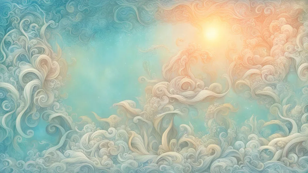 a painting of a sky with clouds and a sun