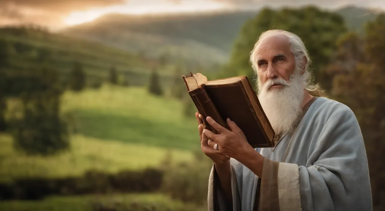 a man with a long white beard holding a book