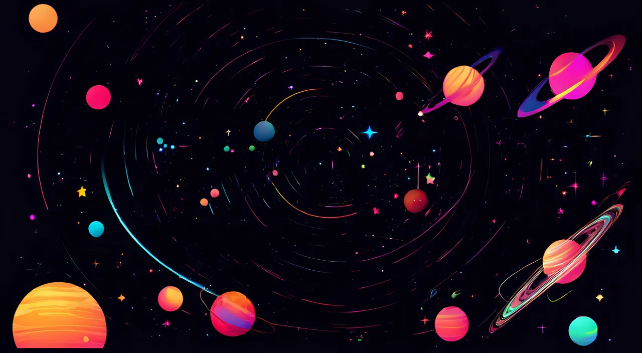 an image of a space scene with planets and stars