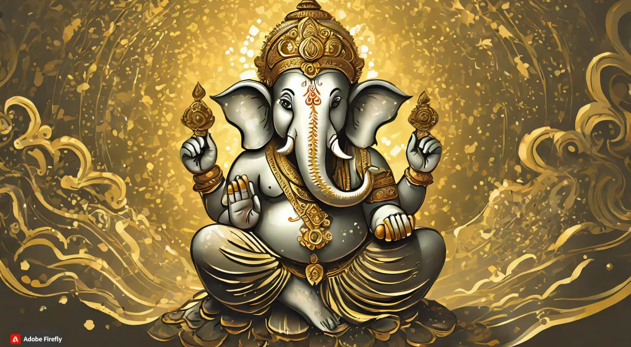 a golden  of an elephant sitting on golden background