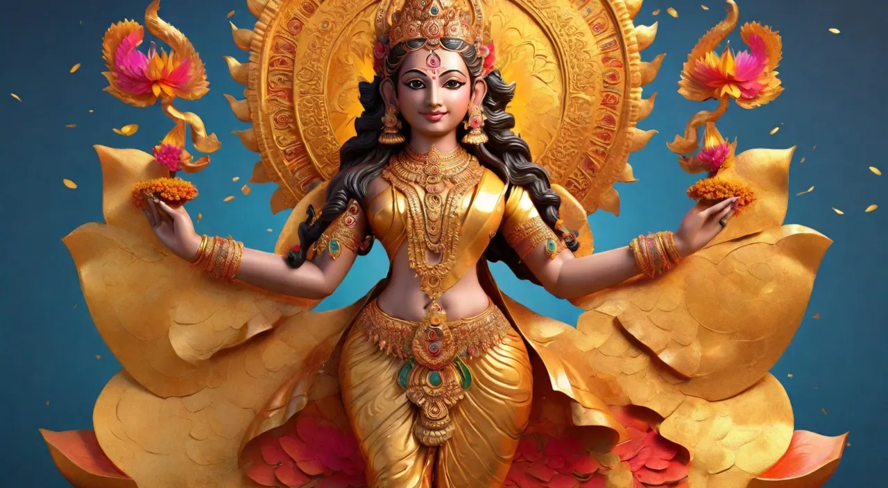 Lakshmi with golden background