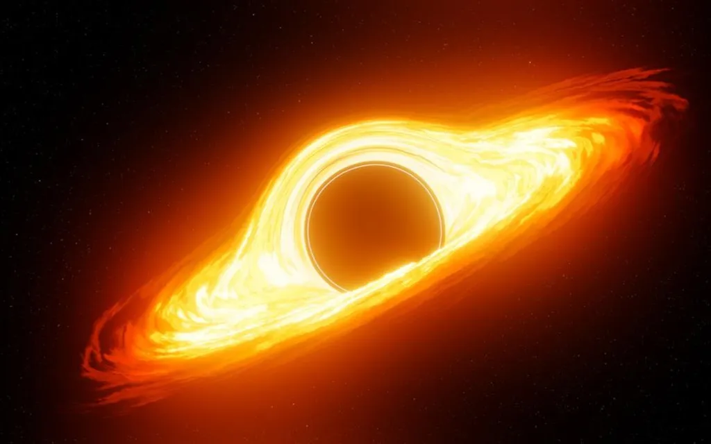 an artist's impression of a black hole in space